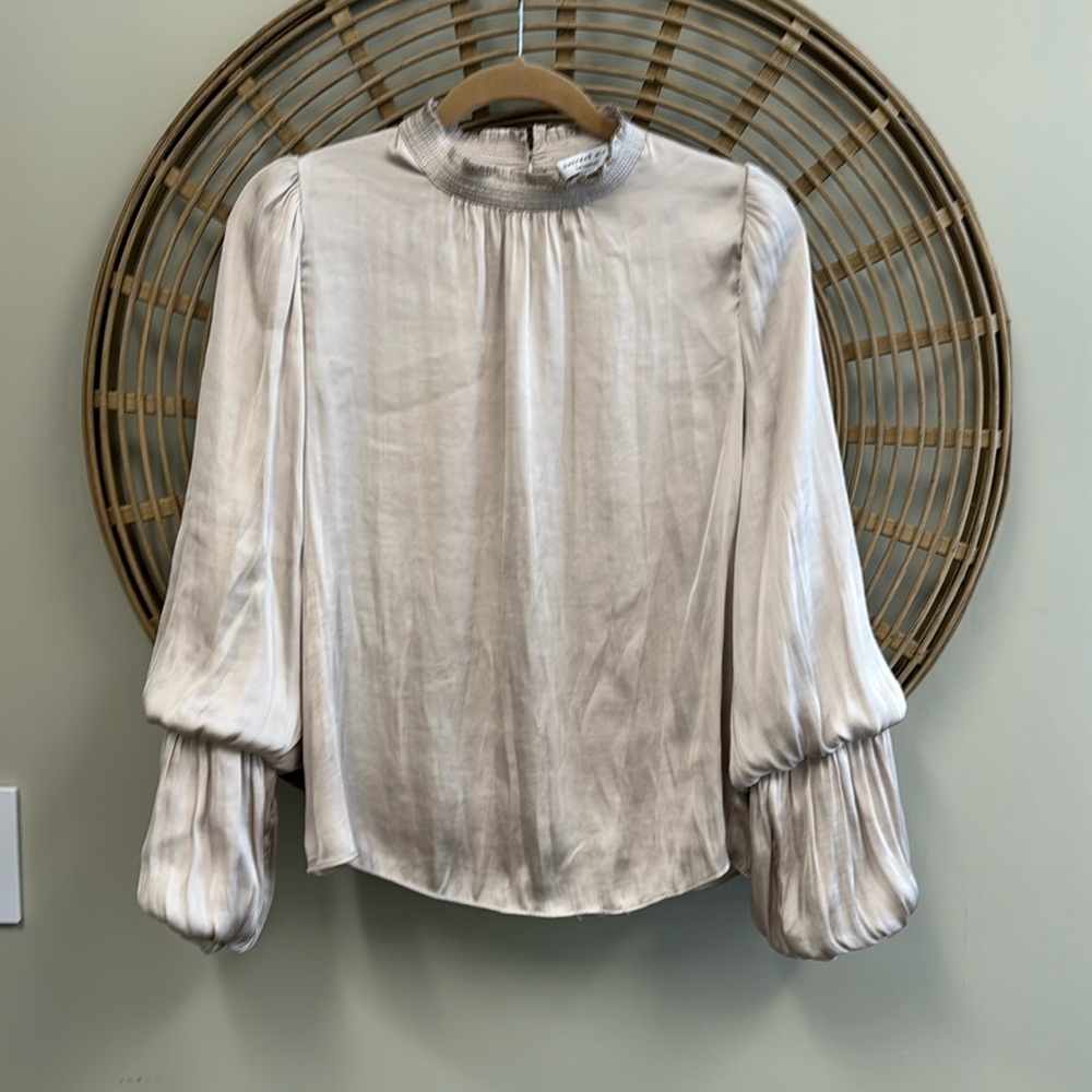 Current Air champagne blouse with long sleeves.